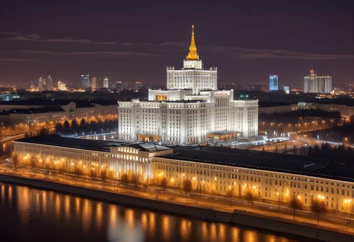 View of House of Culture GES2 in Moscow at Night  November 5, 2021, Urban Landscape with Lights