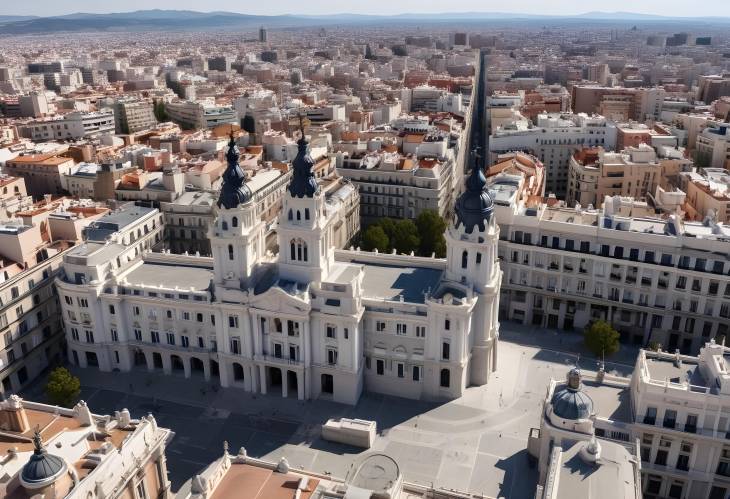 View of Madrid from Almudena Cathedral Aerial Cityscape and Historical Landmarks