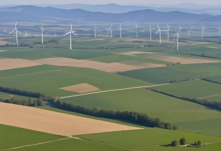 View of Wind Turbines and Agricultural Lands from Hundsheimer Berg, Austria