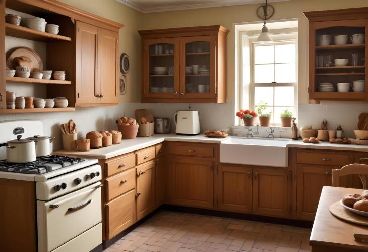 Vintage Kitchen with Classic Appliances and Baked Goods