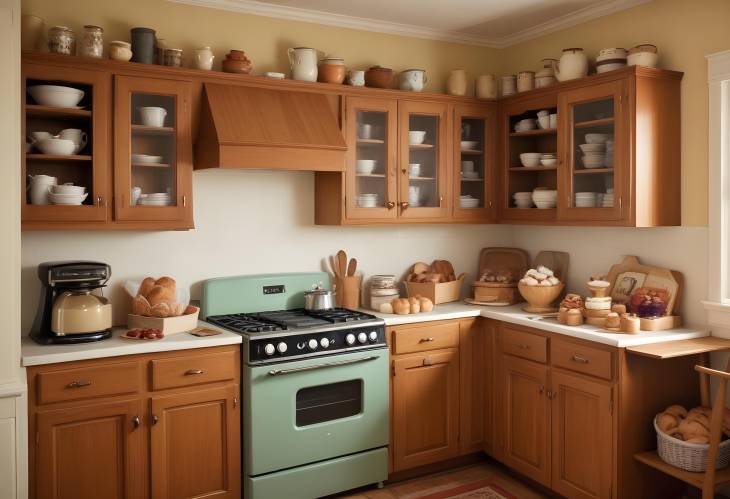 Vintage Styled Kitchen with Wooden Cabinets  Appliances