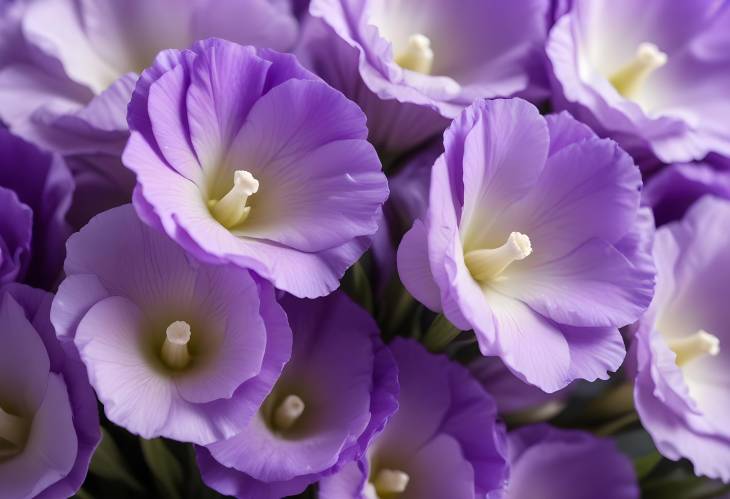 Violet Eustoma Flower Petals in CloseUp Macro View with Rich Color and Texture