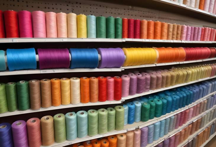 Vivid Threads Displayed in Craft Store Rows