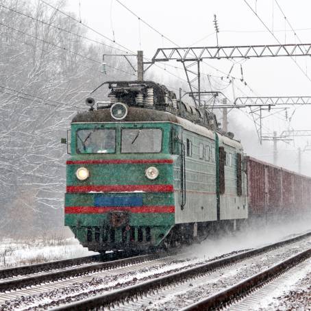 Wagons with Goods Freight Train at Station