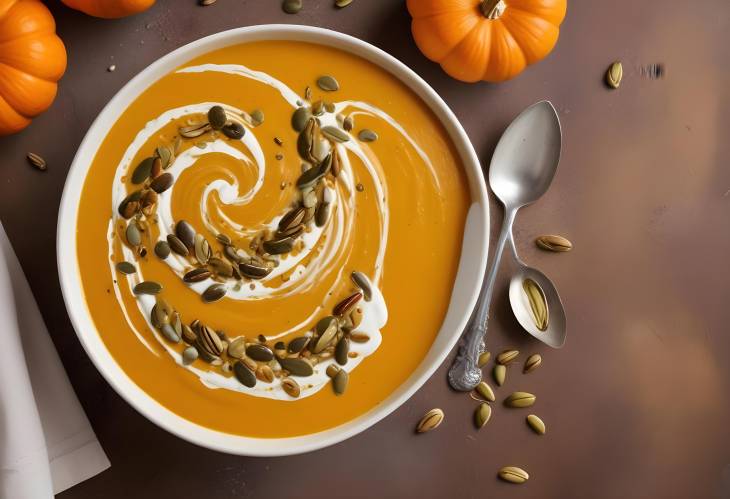 Warm and Creamy Pumpkin Soup with Seeds