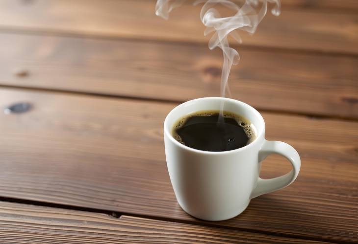 Warmth in a Cup Coffee with a View of Wooden Texture