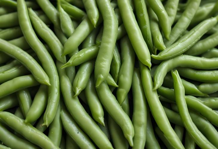 Washed Green Beans in Macro Detailed View of Fresh and Crisp Vegetables