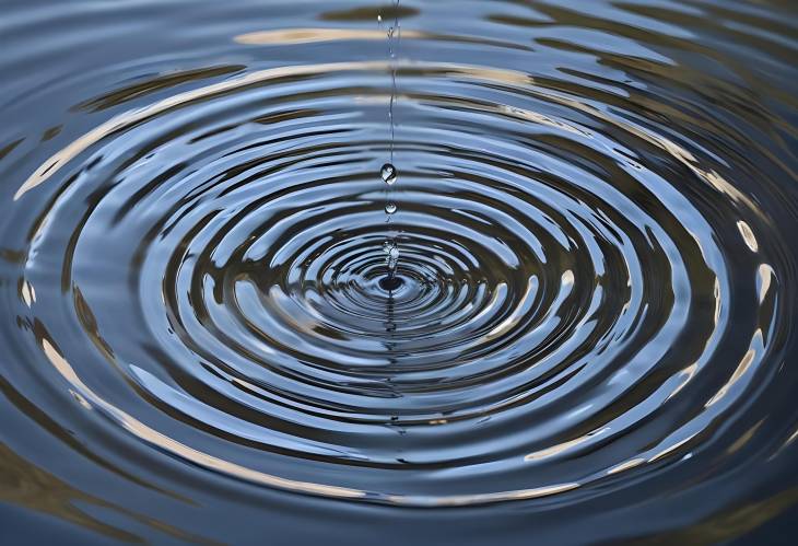 Water Drop Creating Concentric Circles Isolated Image Showing Ripples and Patterns