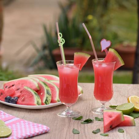 Watermelon Juice and Smoothie Close Up Perfect Refreshing Summer Drink