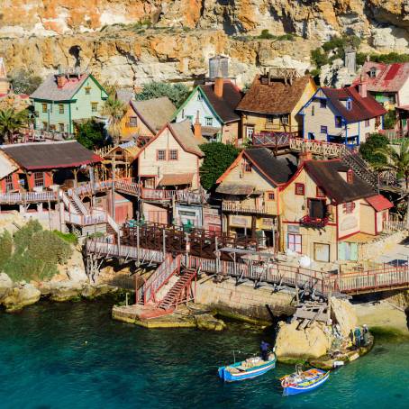 Whimsical Popeye Village, Malta Coastal Charm  Vibrant Colors