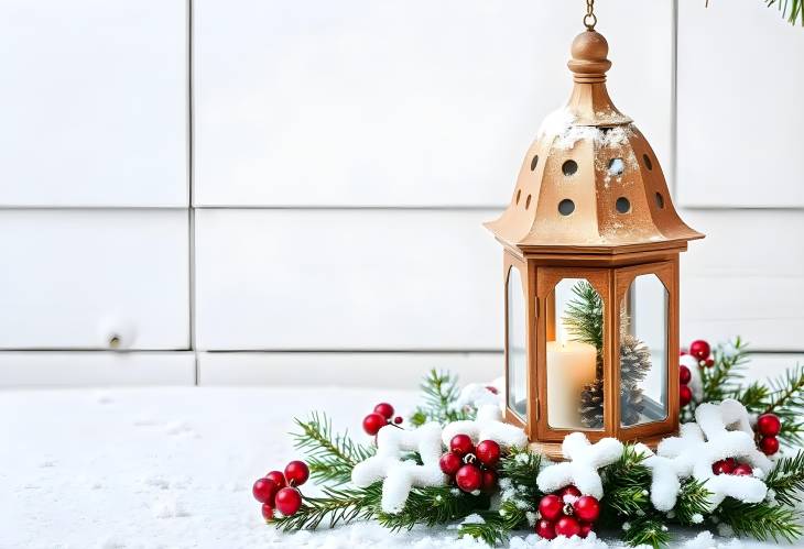 Whimsical Winter Christmas Lantern Amid Snow