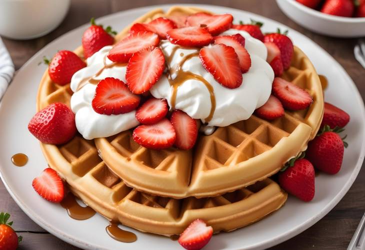 Whipped Cream Dream Waffles with Strawberries