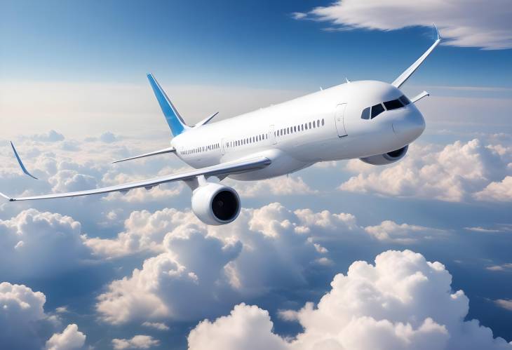 White Airplane in the Sky with Majestic Clouds  Captivating Air Travel Scene