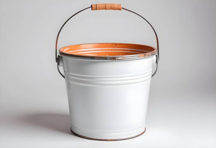 White Background with Insulated Metal Bucket and Painted Handle