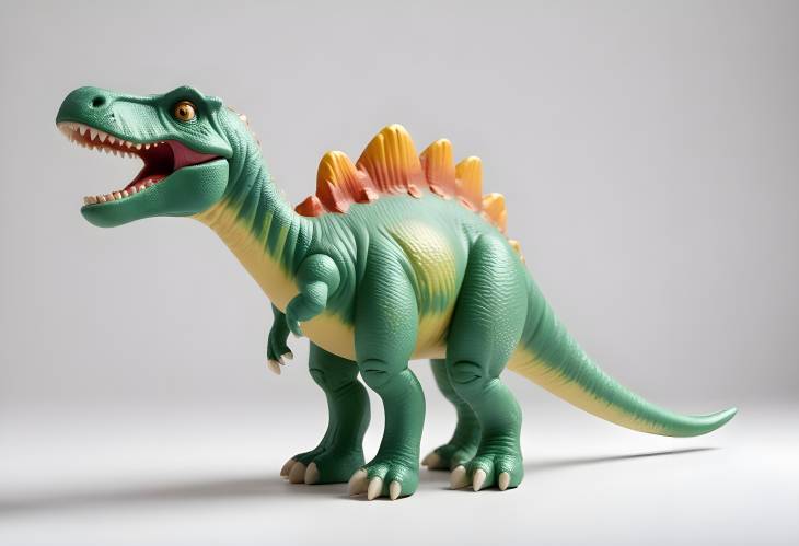 White Background with Plastic Dinosaur Toy Ideal for Copy Space  Design