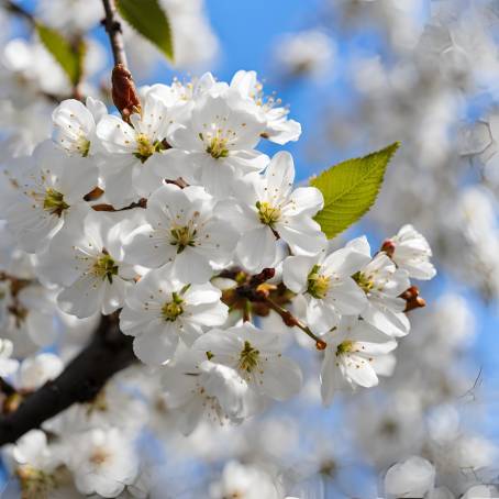 White Cherry Blossoms in Bloom During Springtime