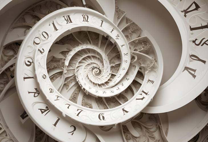 White Clock Face with Spiral Effect Fractal Time and Infinity Concept Banner Design