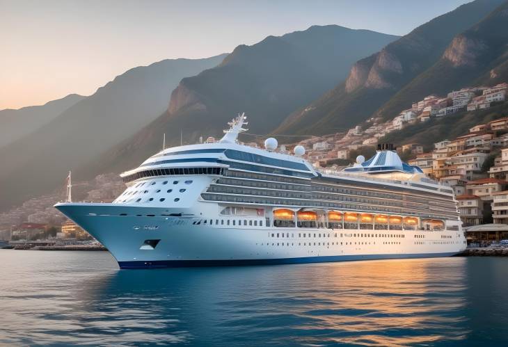 White Giant Luxury Cruise Ship at Alanya Harbor  Stunning Docked Vessel in Turkey