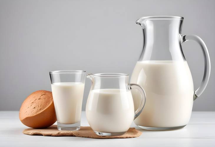 White Isolated Glass and Jug of Milk  Perfect for Dairy Product Photography and Ads