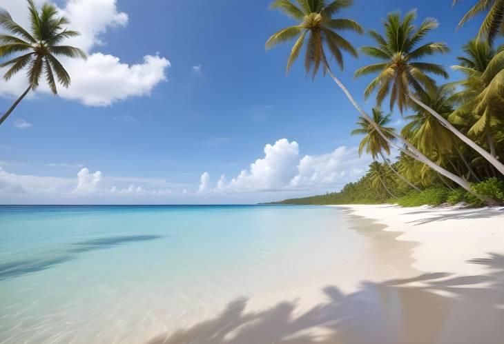 White Sand and Palm Trees on a Tropical Beach with Crystal Water