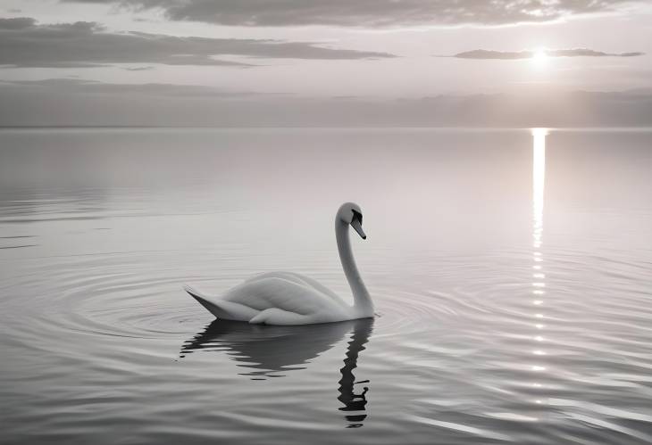 White Swans in the Sea at Sunrise A Tranquil Morning Scene