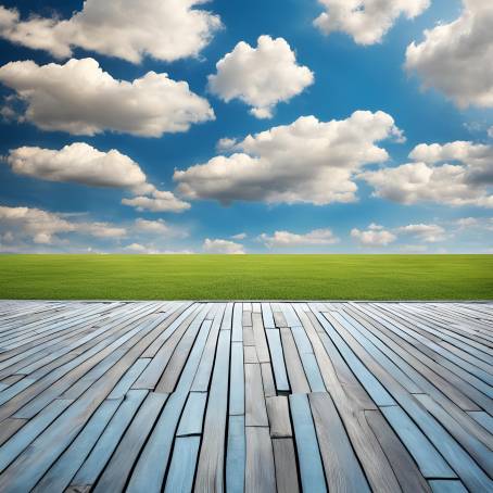 Wide Blue Sky and Floor Background with Soft Clouds in a Quiet and Open Landscape