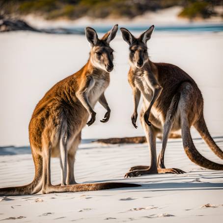 Wild Kangaroos at Lucky Bay Beach, Australia