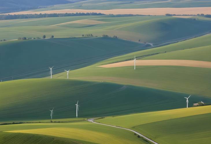 Wind Turbines and Fields Viewed from Hundsheimer Berg, Hundsheim, Lower Austria, Europe