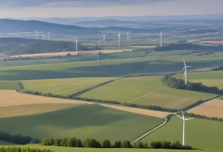 Wind Turbines and Scenic Fields from Hundsheimer Berg, Hundsheim, Lower Austria