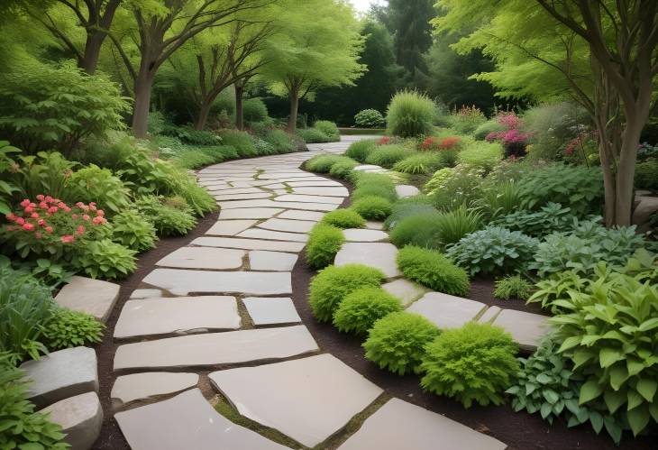 Winding Stone Trail A Serene Path Through the Garden Landscape