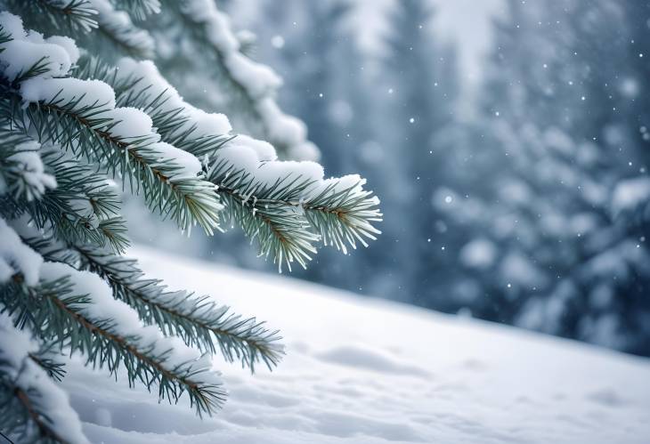 Winter Christmas Scenic Background with Snow and Copy Space