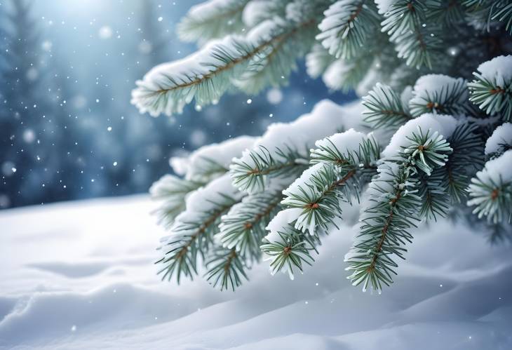 Winter Christmas Scenic Background with Snow and Copy Space