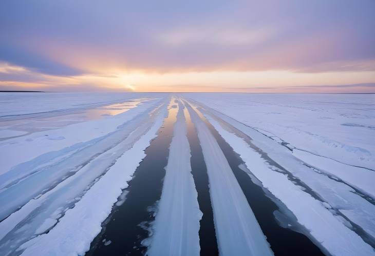 Winter on the Mackenzie River  Cleared Ice Road in Inuvik, Northwest Territories, Canada