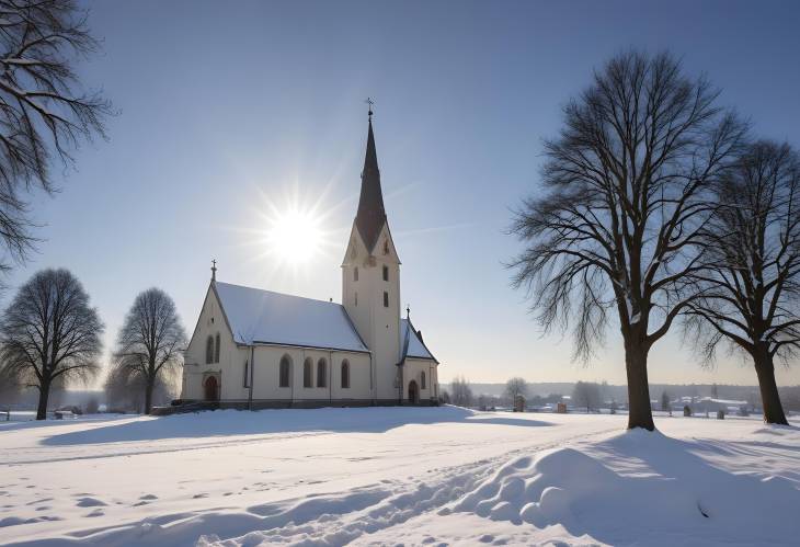 Winter Peace at Peissenbergs Protestant Church Snow, Sun, and Sacred Architecture