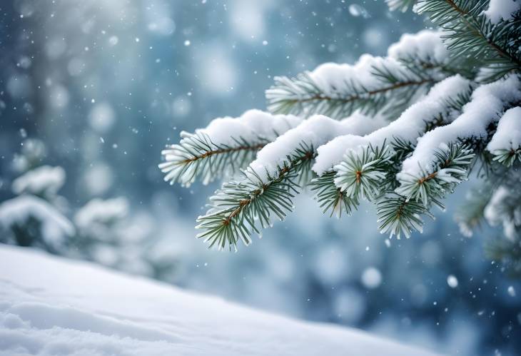 Winter Wonderland Background with Snow Covered Trees and Copy Space