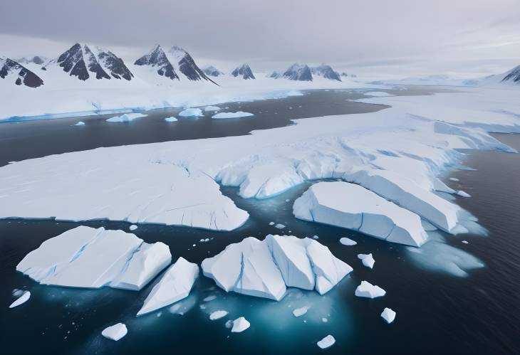 Winter Wonderland of Antarctica Crashed Ice Floating in Polar Ocean with Melting Icebergs