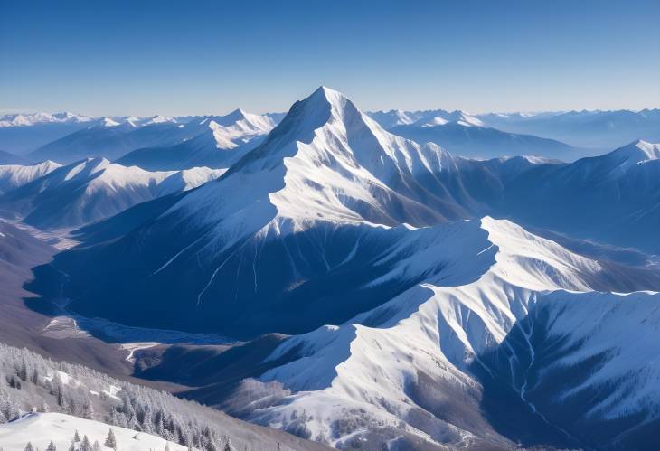 Winter Wonderland Snowy Mountains and Blue Sky