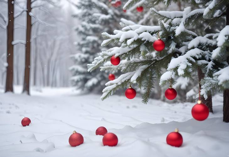 Winter Wonderland with Christmas Tree and Snowfall