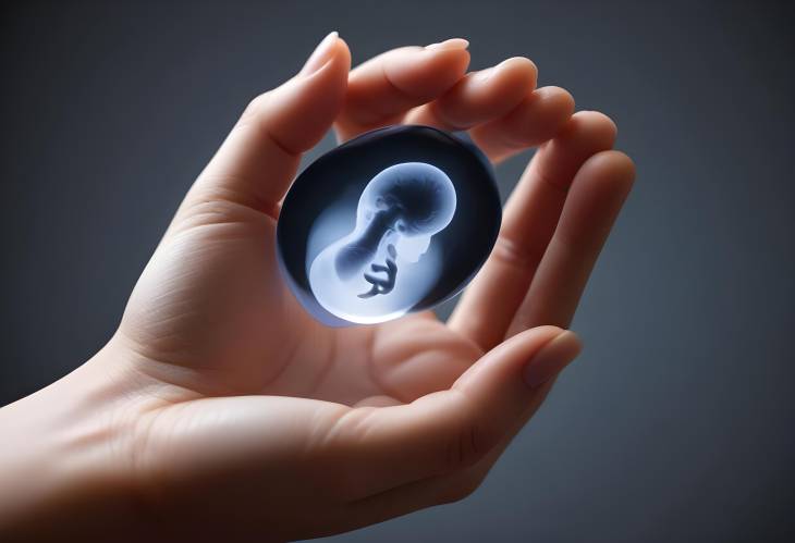 Woman Hand with Embryo Silhouette Symbol of Conception and Fertility