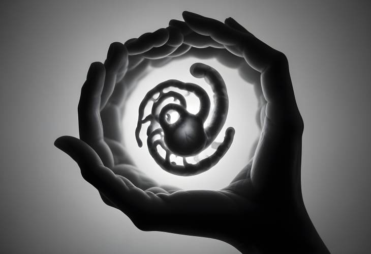 Womans Hand with Embryo Silhouette Early Pregnancy and Fertility Symbol