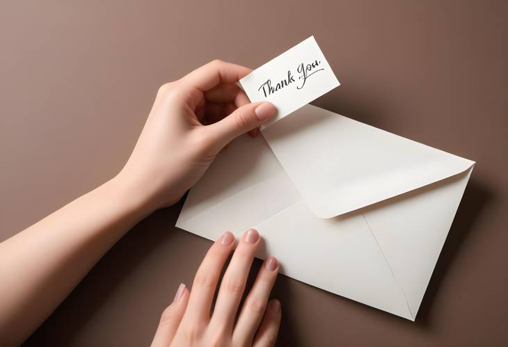 Women Hands with a Thank You Letter on a Clean Background