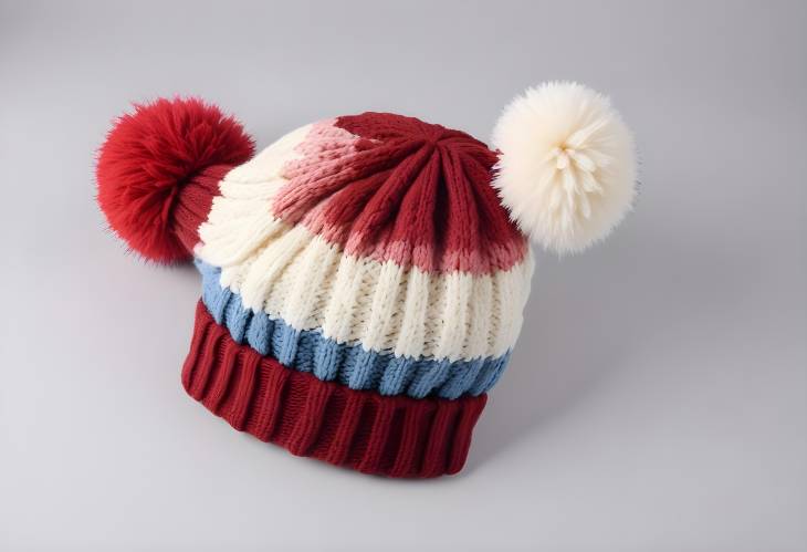 Womens Winter Warm Chunky Cable Knit Beanie with Acrylic Yarn Pompom and Colorblock, Oversize on W