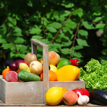 Wooden Crate Brimming with Fresh, Colorful Produce