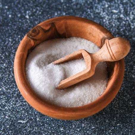 Wooden Plate Filled with Salt Crystals