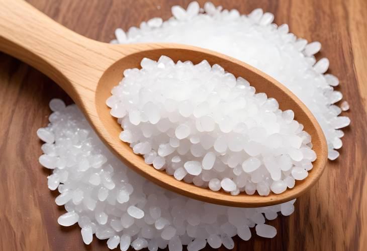 Wooden Spoon with Sea Salt Isolated on a White Background