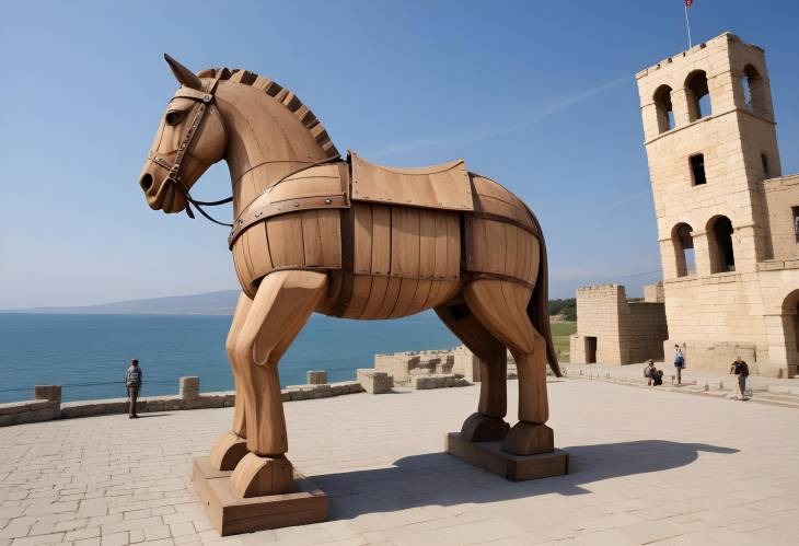 Wooden Trojan Horse in Canakkale Iconic Film Set Landmark from Troy