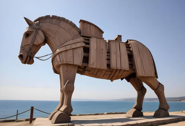 Wooden Trojan Horse in Canakkale Post Movie Icon from Troy Epic Filming