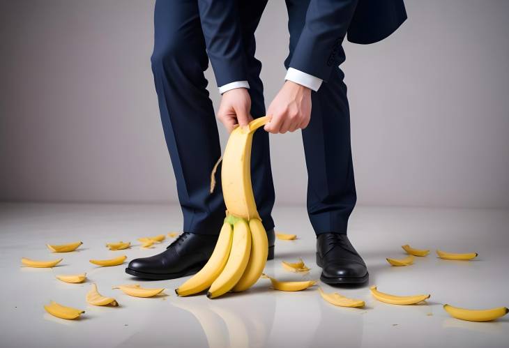 Workplace Slip Businessman on Banana Skin