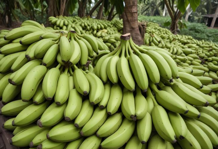 Yangon, Myanmar An Abundance of Unripe Green Bananas in the Local Markets