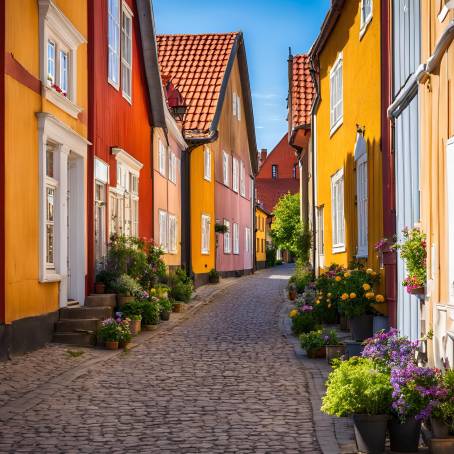 Ystad Colorful Traditional Street and Swedish Architecture in Harmony